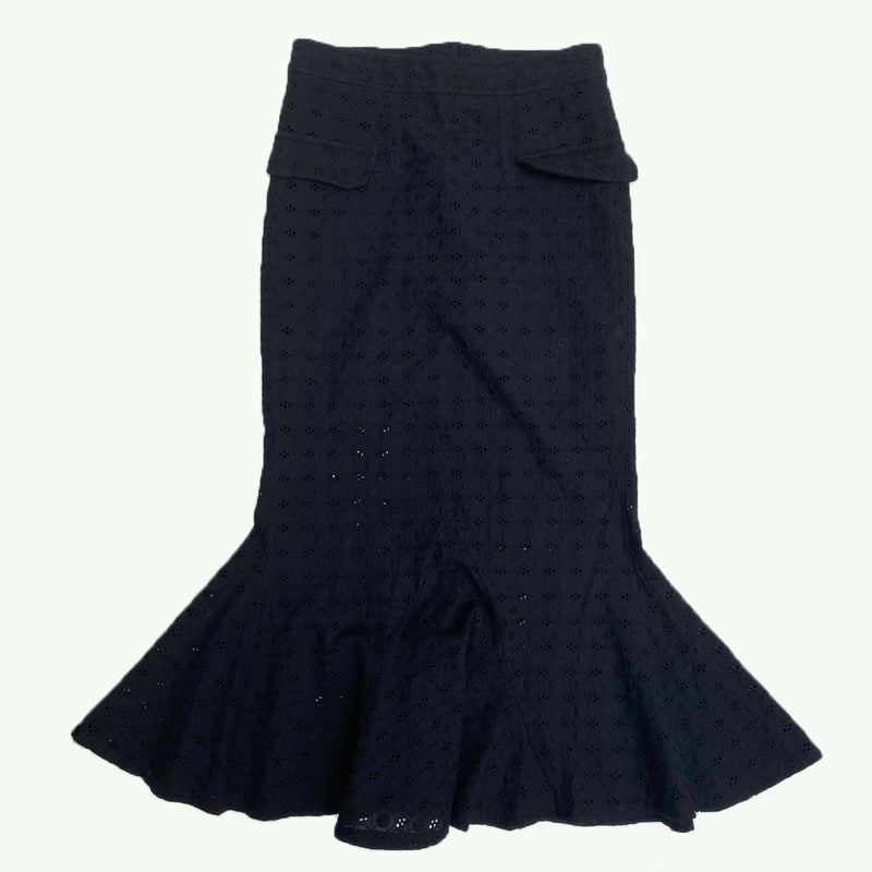 Vintage 90's Black Floral Crochet Maxi Skirt (XS)