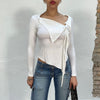 Vintage 90's White Asymmetrical Top with Tie Side Detail (S)
