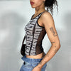 Vintage 2000's Model Off Duty Mesh Tank Top with Black and White Eyes Print (S)