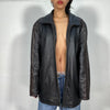 Vintage 2000's Dark Brown and Black Biker Leather Jacket (XL/XXL)