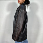 Vintage 2000's Dark Brown and Black Biker Leather Jacket (XL/XXL)