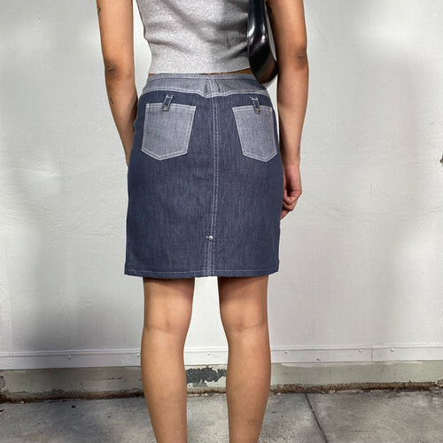 Vintage 2000's Archive Denim Midi Skirt with Pocket Detail (S/M)