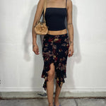 Vintage 90's Black Midi Skirt with Paisley Print (S)
