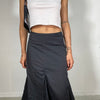 Vintage 90's Techwear Black Cargo Maxi Skirt with Multiple Layers (S)