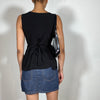 Vintage 90's Model Off Duty Black Top with V Neck and Tie on the Back (M)