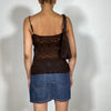 Vintage 90's Summer Brown Crochet Top with Beaded Straps (L/XL)
