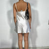 Vintage 90's Coquette White and Silver Slip Dress with White Lace Bust (S/M)