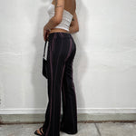 Vintage 90's Black Flared Office Pants with Pink Pinstripes (S)