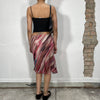 Vintage 2000's Red, Brown and Blue Striped Mesh Midi Skirt