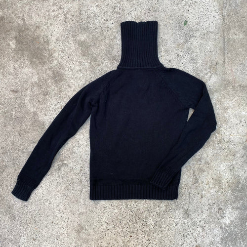 Vintage 90's Black Knit Quarter Zip Sweater with 'Esprit' Embroidery (S)