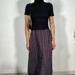 Vintage Archive Purple Striped Maxi Dress with Layered Fall (S/M)