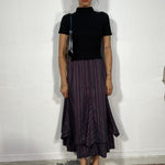 Vintage Archive Purple Striped Maxi Dress with Layered Fall (S/M)