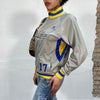 Vintage 90's New Balance Grey Zip Up Sweater with Blue and Yellow Details (M)