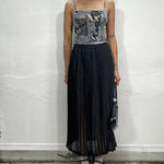 Vintage 90's Black Maxi Plissee Sheer Skirt (S)