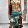 Vintage 90's Fairy Brown and Blue Batik Midi Skirt with Sequins (S/M)