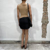 Vintage 2000's Office Wear Black Linnen-Feel Cargo Mini Skirt (S)