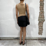 Vintage 2000's Office Wear Black Linnen-Feel Cargo Mini Skirt (S)