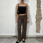 Vintage 2000's Brown Pants with Contrast Stitching and Lacing Details