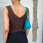 Vintage 90's Brown Lace Tank Top with Mesh Flower Detail (S)