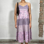 Vintage 2000's Summer Lilac Midi Dress with Paisley Print (S)