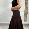 Vintage 90's Brown Pleated Midi Skirt with Flower Detail (S/M)