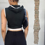 Vintage 90's Black Sleeveless Zip Up Hoodie with White Trim (S)