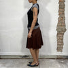 Vintage 90's Brown Pleated Midi Skirt (S)