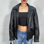 Vintage 90's Black Leather Bomber Jacket