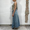 Vintage 90's Light Wash Denim Maxi Skirt with Front Slit (S)