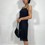 Vintage 90's Festive Black Midi Dress with Dotted Sun Structure Print (S/M)