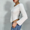 Vintage 90's White Knit Triangle Pattern and Hem Sweater