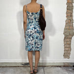 Vintage 2000's Blue Floral Summer Mid Dress (S/M)