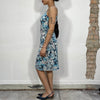 Vintage 2000's Blue Floral Summer Mid Dress (S/M)