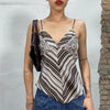 Vintage 2000's Brown and White Striped Satin Top (S)