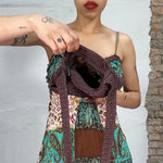 Vintage 2000's Hippie Brown Crochet Cross Body Bag