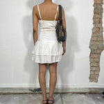 Vintage 90's White Linnen Feel Summer Dress with Scrunch Detail (S)