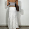 Vintage 90's Classic White Linen Maxi Skirt (S)