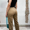 Vintage 90's Beige Mid Rise 7/8 Pants with Belt Detail (S)