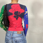 Vintage 2000's Funky Multicolor Longsleeve with Writing Print