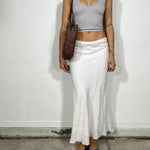 Vintage 90's Classic White Linen Maxi Skirt (S)