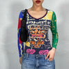 Vintage 2000's Funky Multicolor Longsleeve with Writing Print