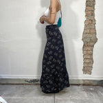 Vintage 90's Black Pinstripe Maxi Skirt wth Floral Print (XS/S)