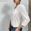 Vintage 2000's Hippie White Breezy Blouse with Dot Structure (S/M)