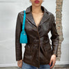 Vintage 90's Dark Brown Classic Leather Blazer Jacket (S)