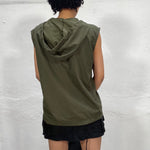 Vintage 90's Khaki Green Hooded Zip Up Vest (M/L)