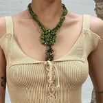 Vintage 2000's Green Beaded Chunky Floral Necklace