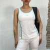 Vintage 2000's Nike White Sport Tank Top with Blue Trim (S/M)