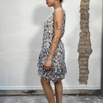 Vintage 2000's White and Balck Lace Dress with  Crochet Neckline (M)