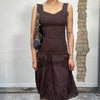 Vintage 90's Brown Linen Dress with Crochet Details (S)
