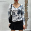 Vintage 90's Blue and White Batik Longsleeve with Letter Print (S)
